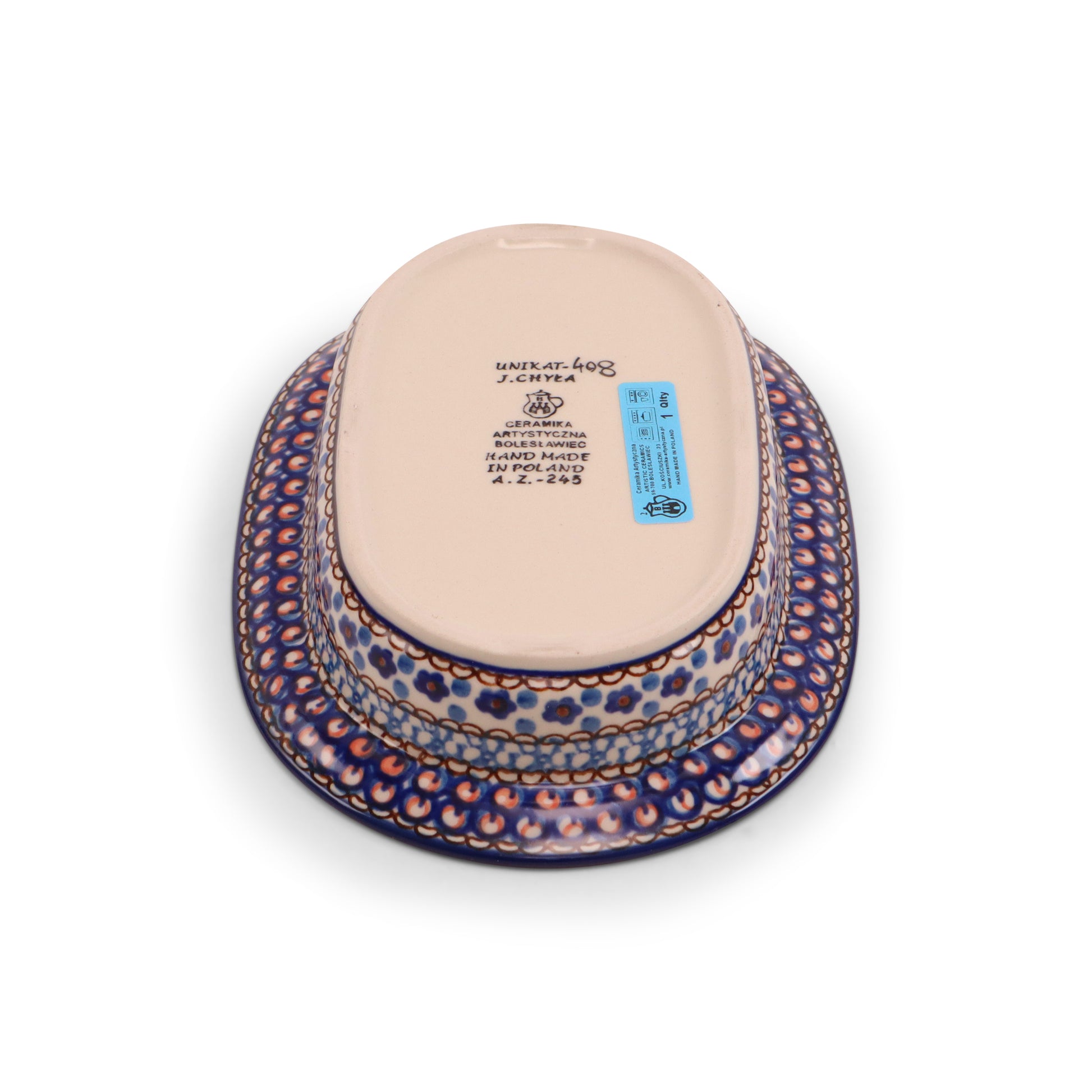 8"x6" Oval Butter Dish. Pattern: Cobalt Chyla