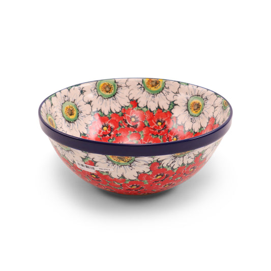 9"x5.5" Ridge Bowl 2Q. Pattern: Scarlet Daisy