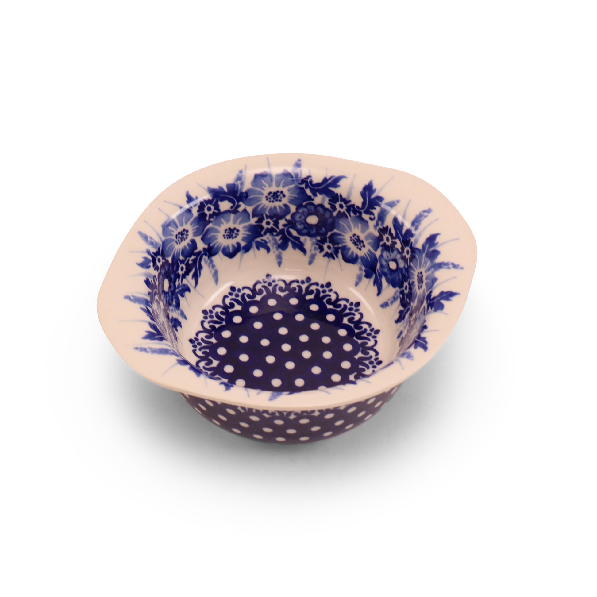 5"x2.5" Bouillon Bowl. Pattern: Cobalt Meadow