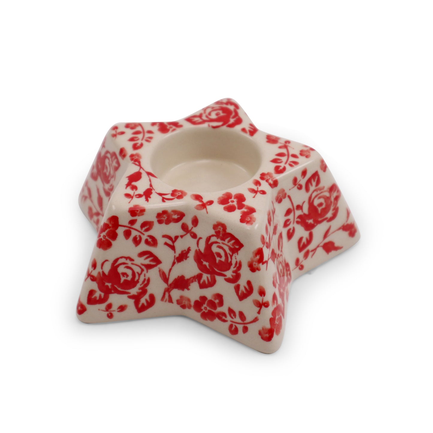 5"x5"x2" Star Tealight Holder .Pattern: Rose Garden