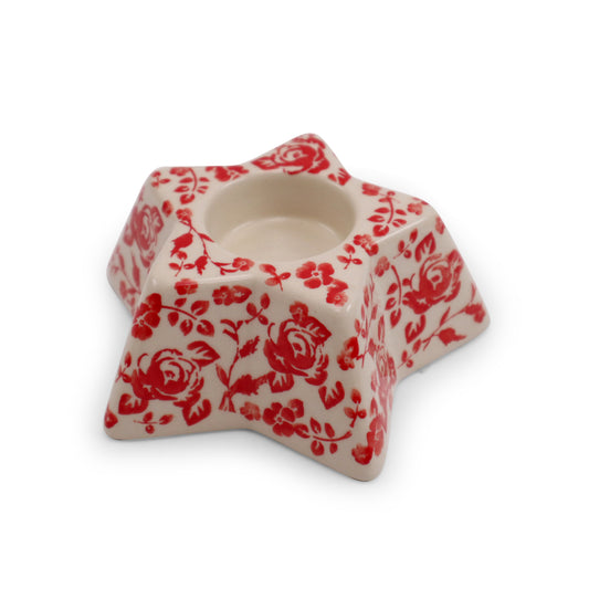5"x5"x2" Star Tealight Holder .Pattern: Rose Garden