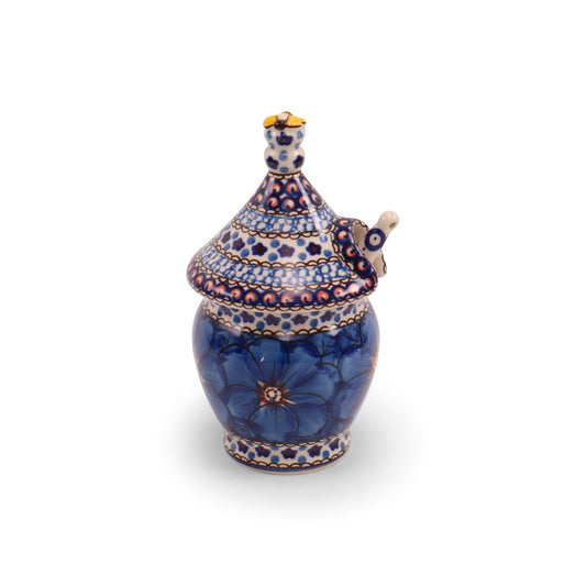 Honey Pot with Dipper. Pattern: Cobalt Chyla