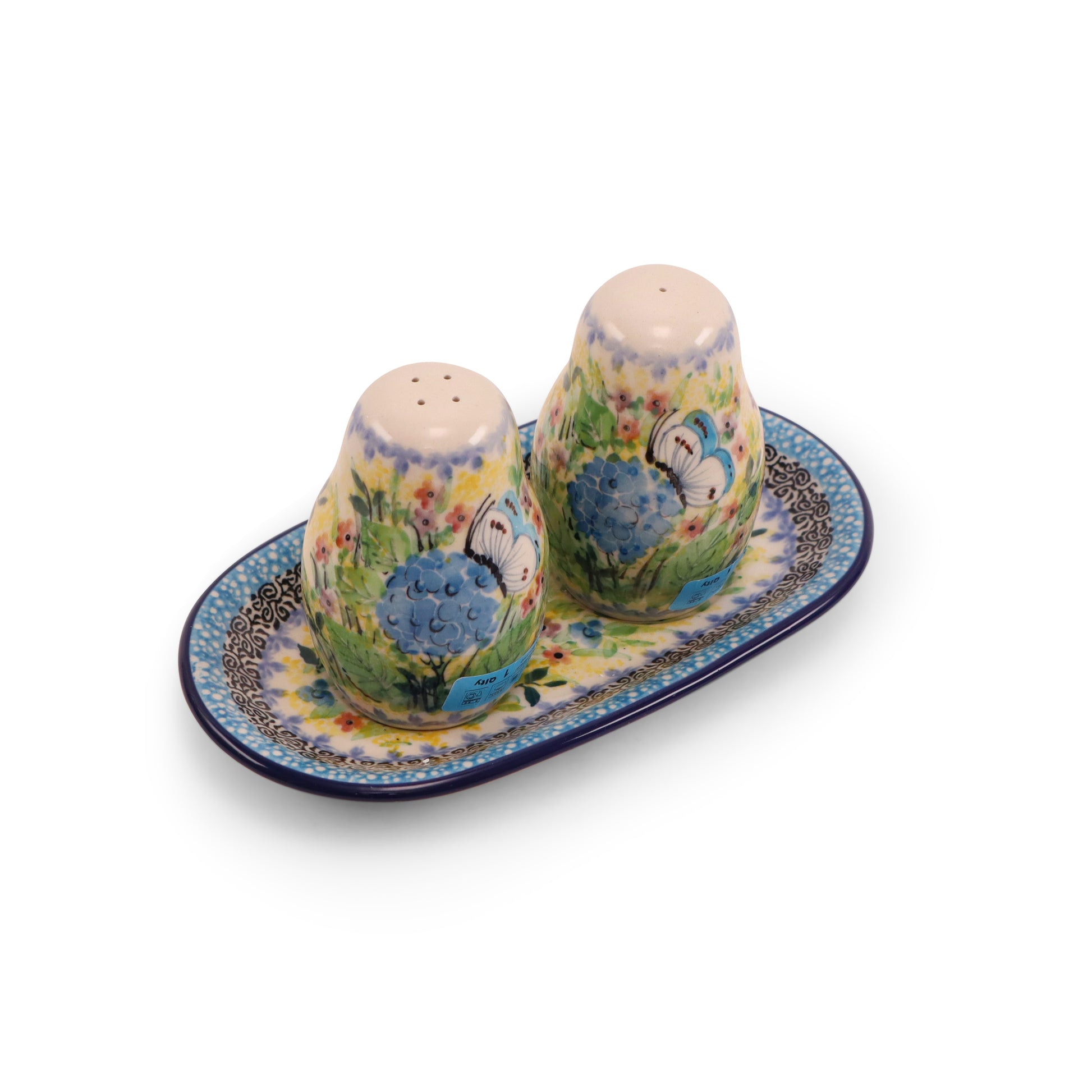 Salt and Pepper Shaker Set. Pattern: Hydrangea