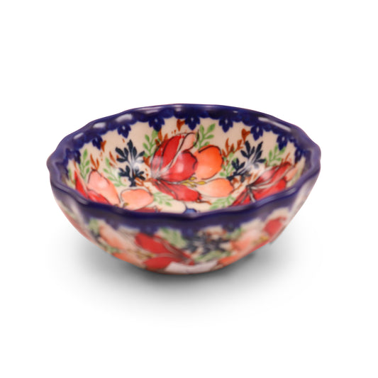 4.7"x2" Wavy Bowl .Pattern:Hibiscus