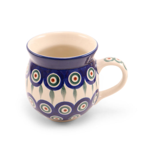 12oz Belly Mug. Pattern: Peacock Eye