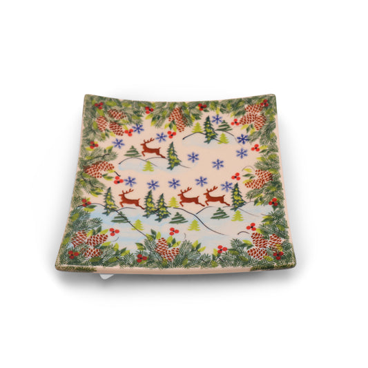 7"x7" Horn Plate .Pattern:Dashing Reindeer
