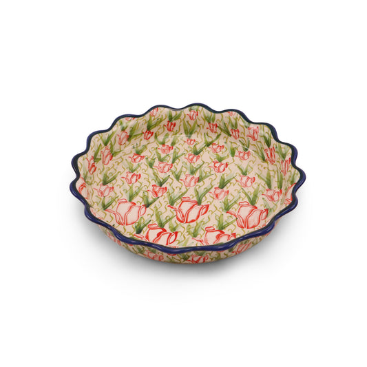 11" Tart Dish. Pattern: Watercolor Wishes