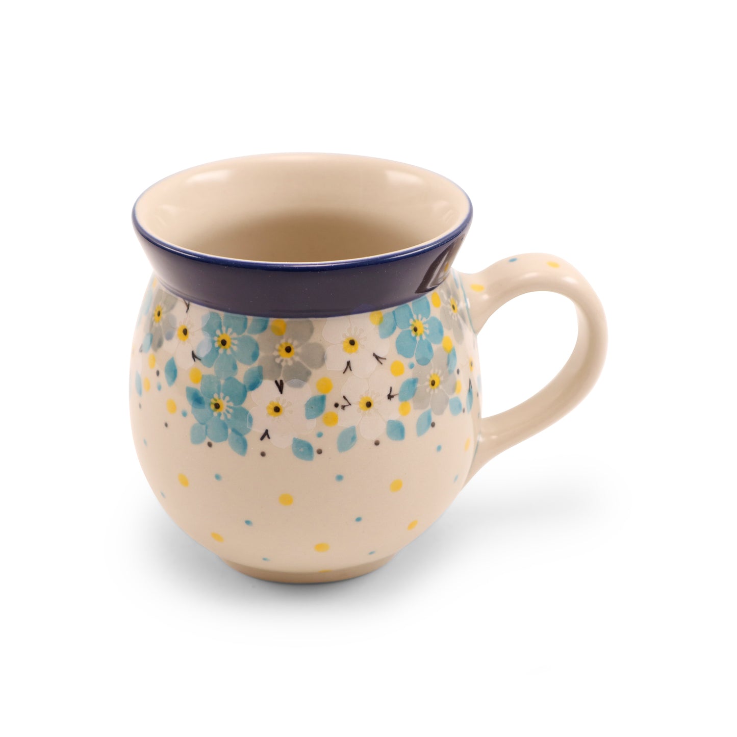 16oz Belly Mug. Pattern: Blue and Yellow