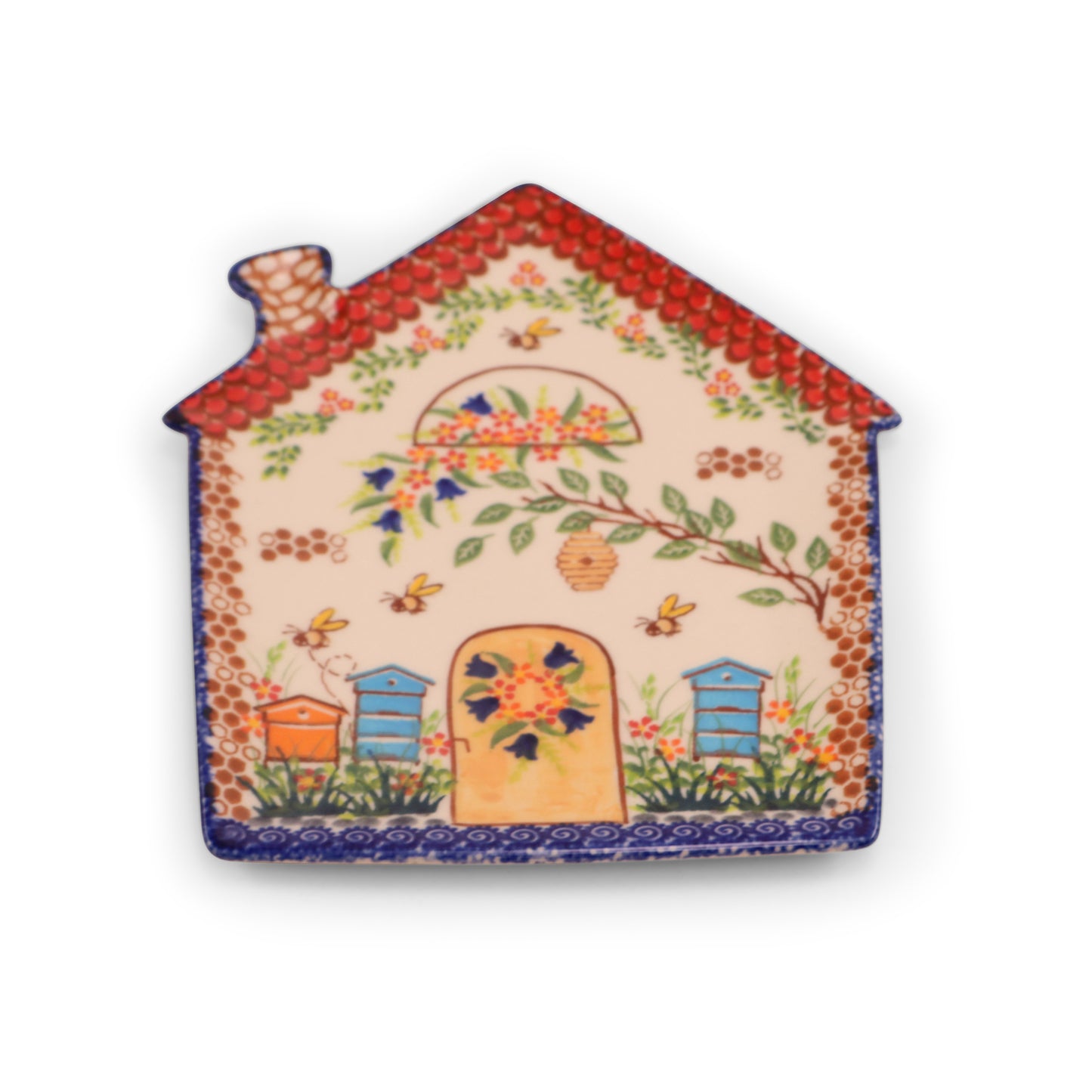 9"x6" House Plate .Pattern:Bee Happy