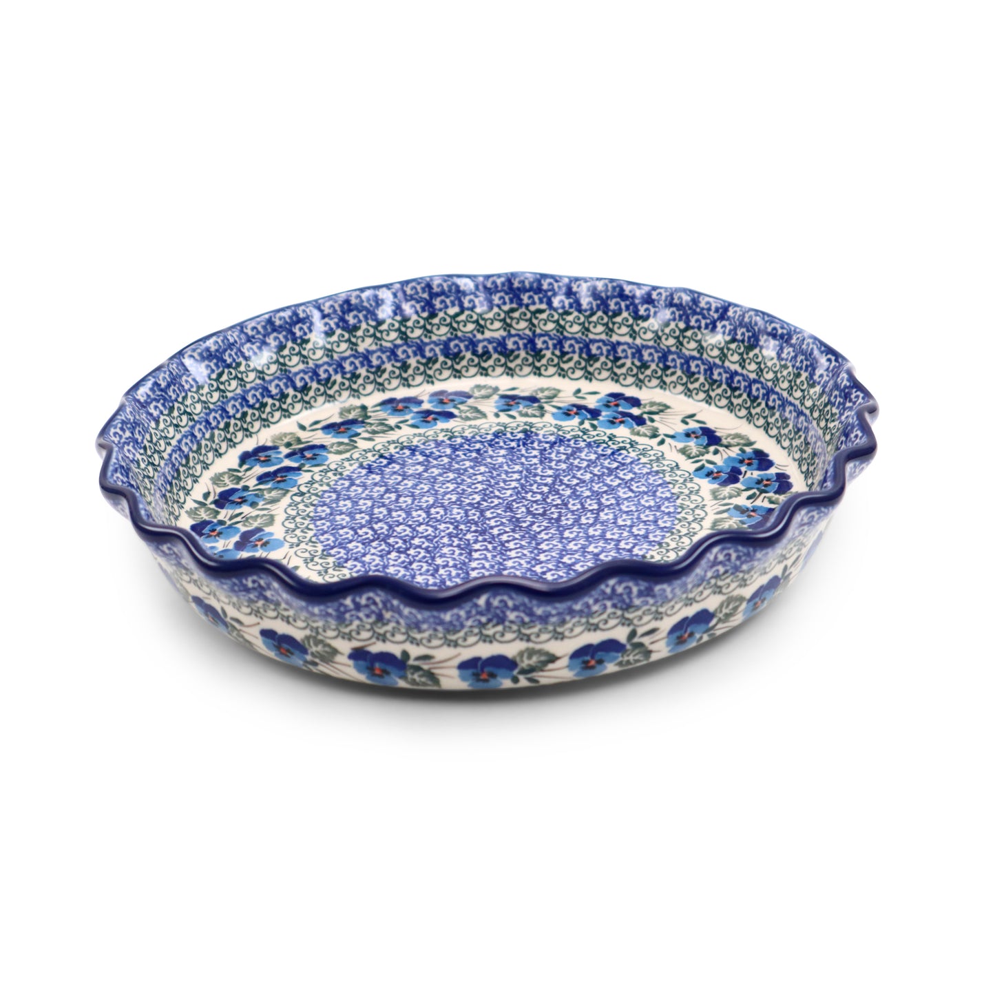 10"x2" Pie Baker.Pattern: Pansies