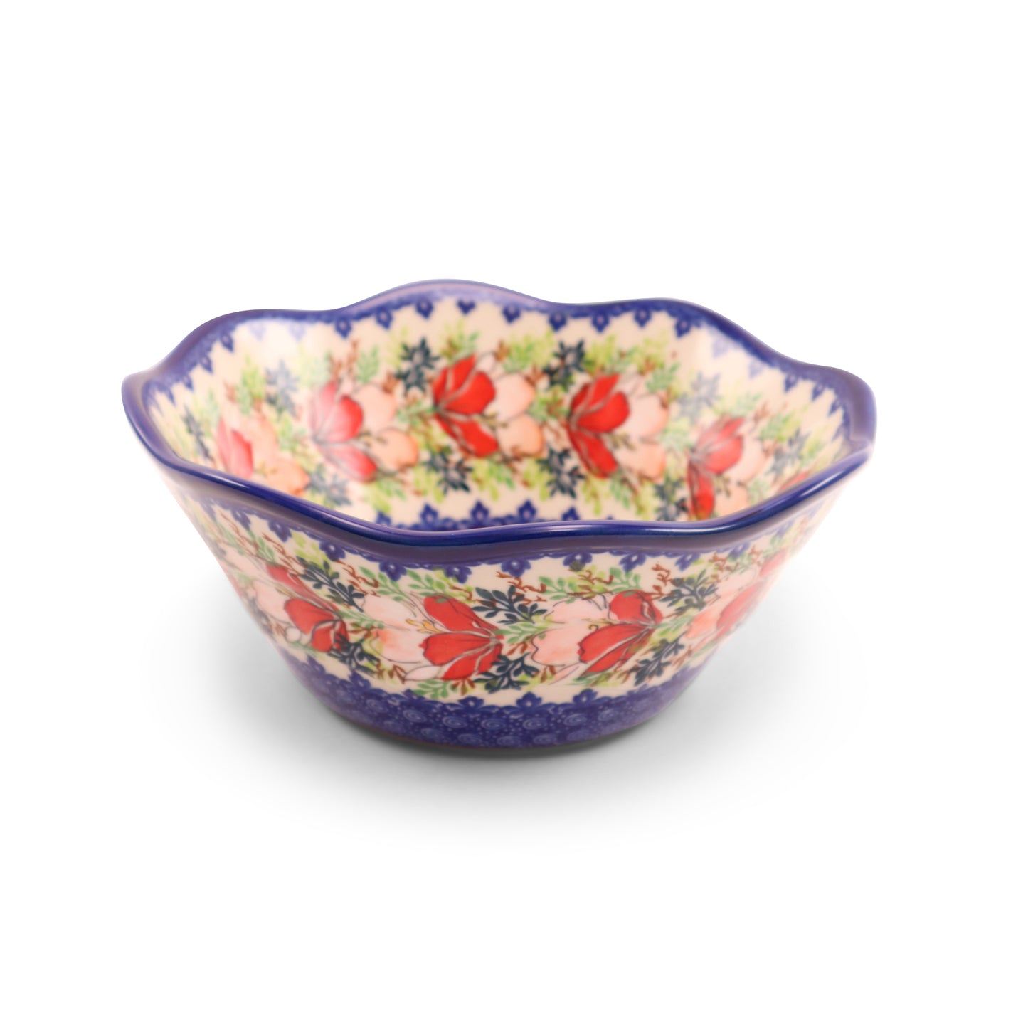 9"x4" Wavy Conical Bowl .Pattern:Hibiscus