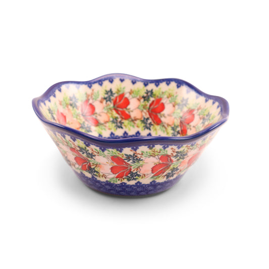 9"x4" Wavy Conical Bowl .Pattern:Hibiscus