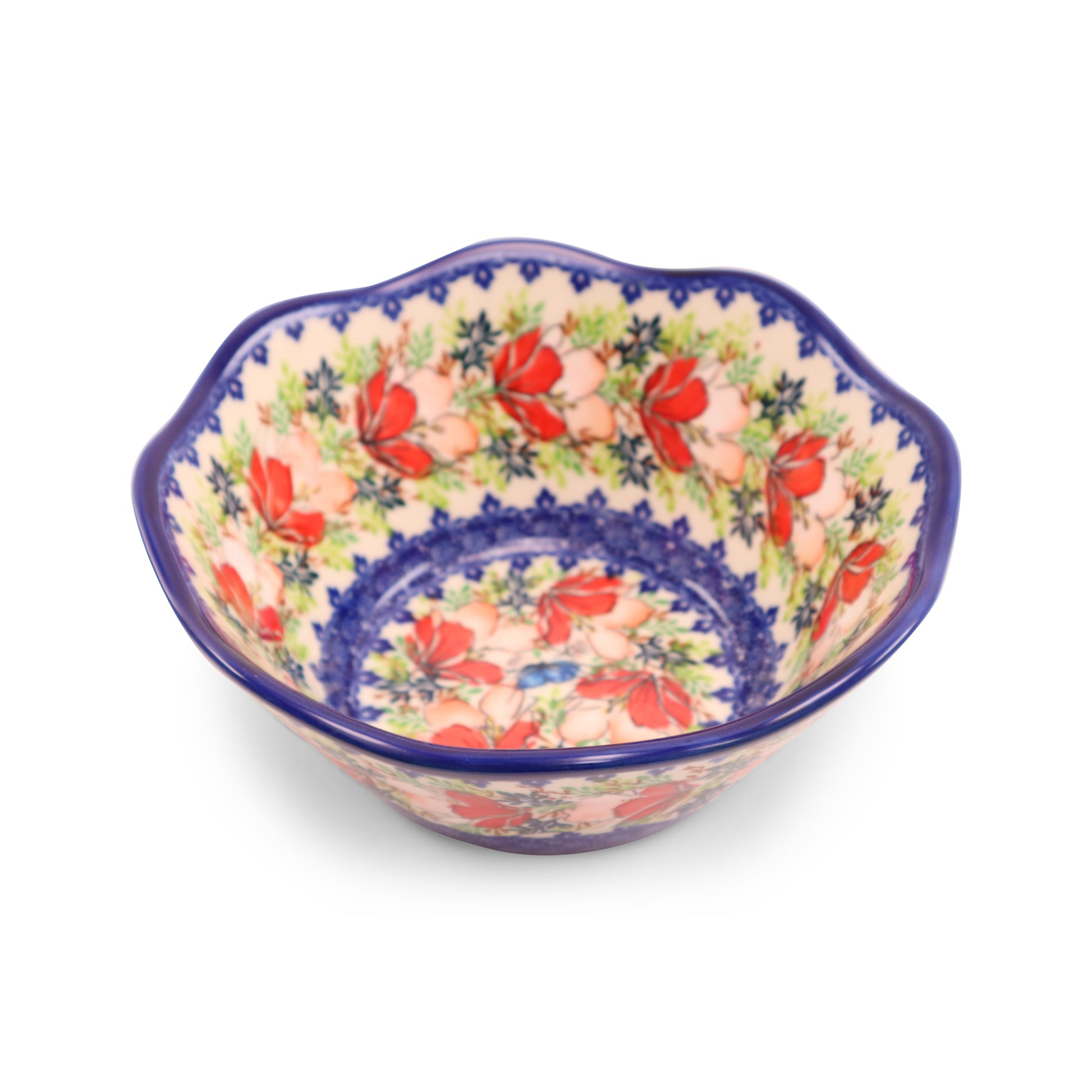 9"x4" Wavy Conical Bowl .Pattern:Hibiscus