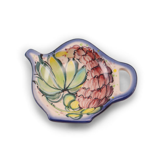 4"x3" Tea bag Holder 2Q. Pattern: Cool Blooms