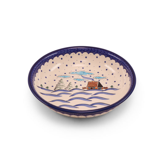 2.2L XL Shallow Bowl. Pattern: Snowy Night