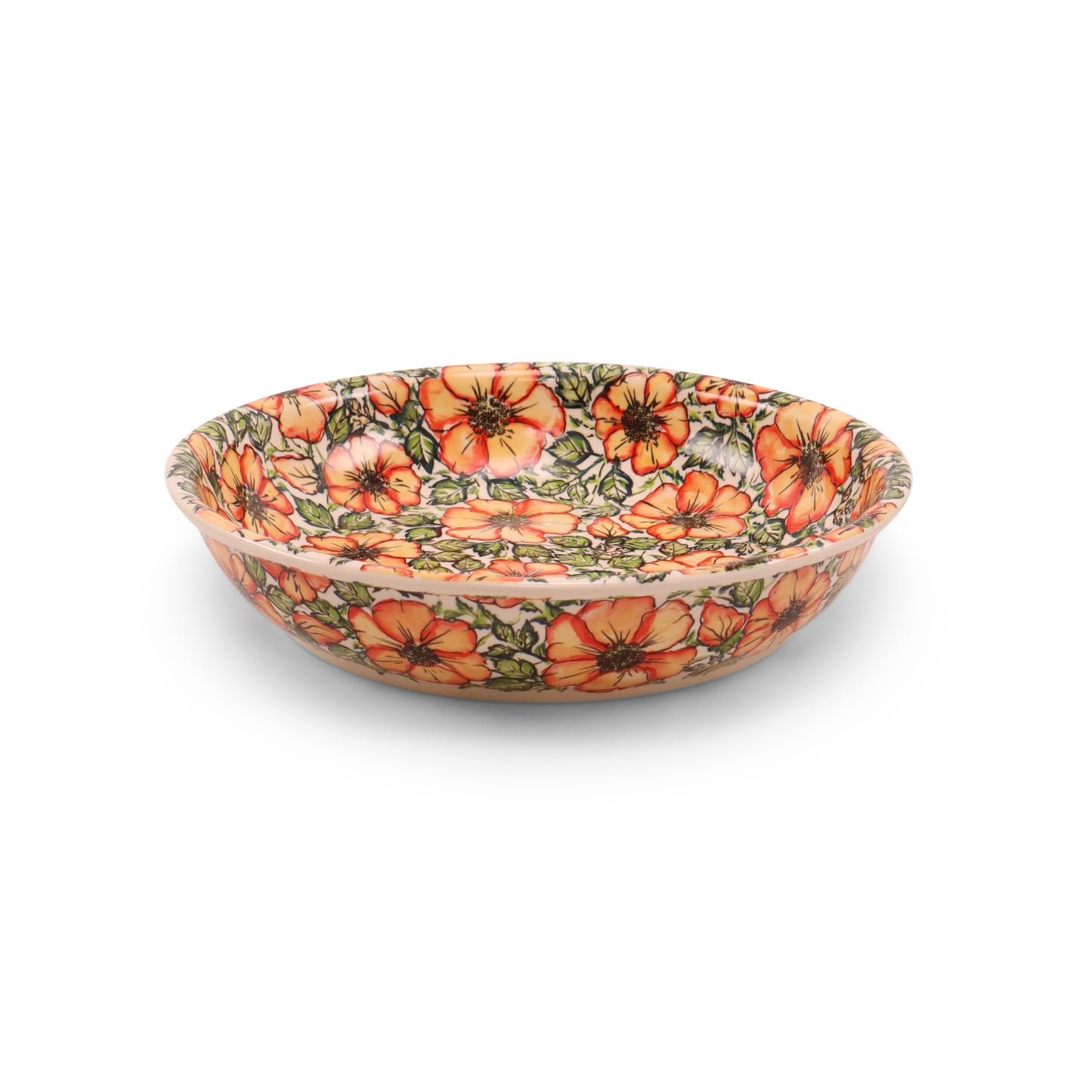 2.2L XL Shallow Bowl. Pattern: Floral Flame