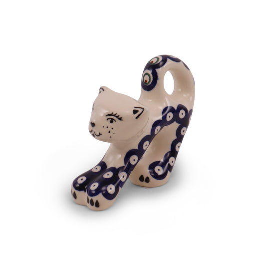 5"x4" Stretching Cat Figurine. Pattern: Private Eyes