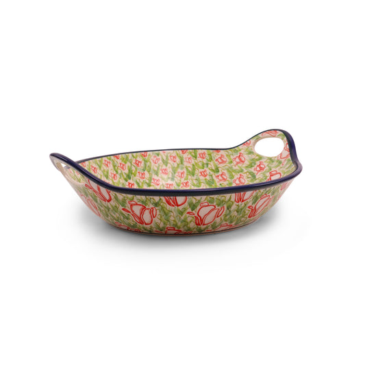 14" Serving Bowl with Handles. Pattern: Watercolor Wishes