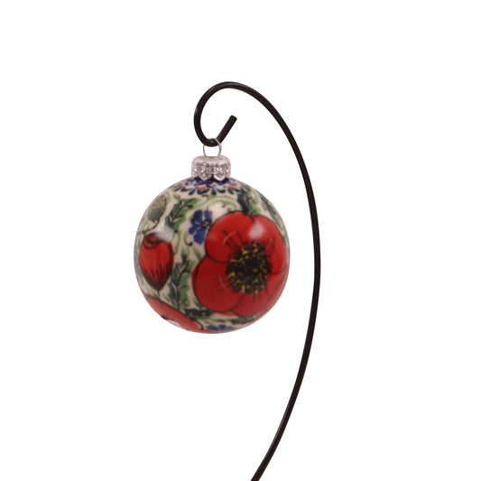 3" Round Ornament. Pattern: Country Poppy