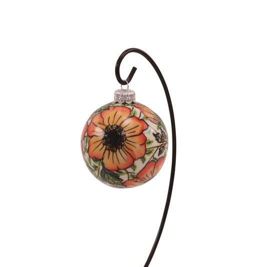 3" Round Ornament. Pattern: Floral Flame