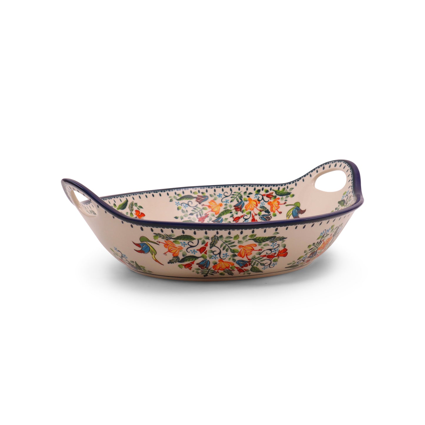 14" Serving Bowl with Handles. Pattern: Sweet Sip