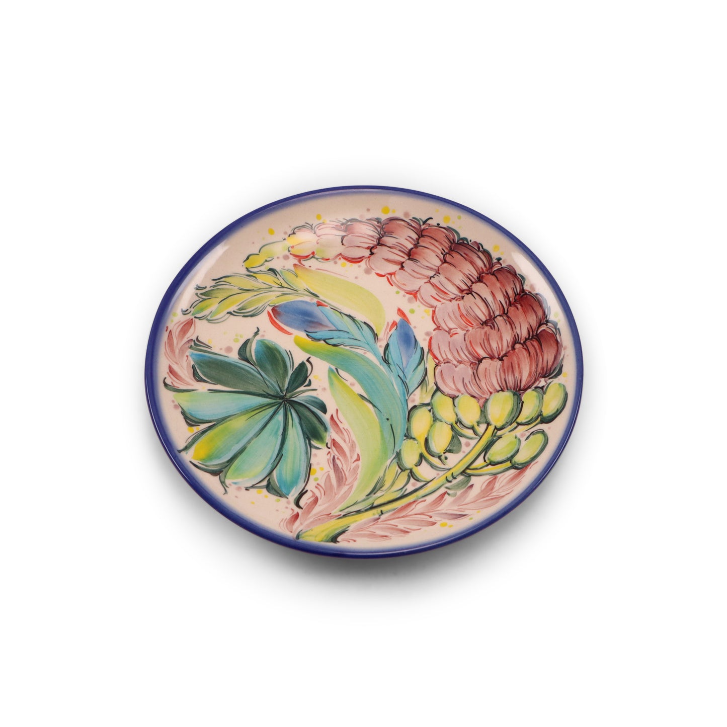 7.5" Dessert Plate. Pattern: Cool Blooms