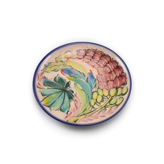 7.5" Dessert Plate. Pattern: Cool Blooms