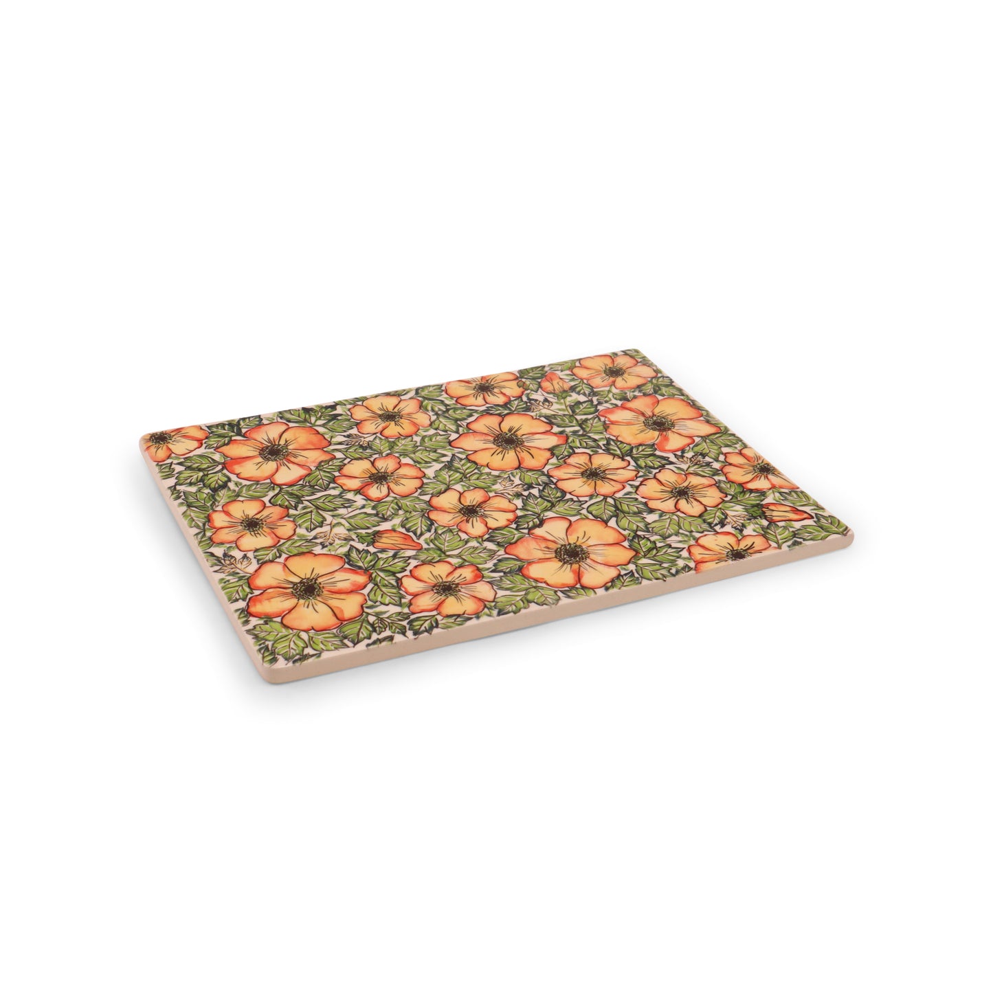 10"x13" Cutting Board. Pattern: Floral Flame