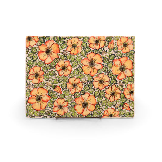 10"x13" Cutting Board. Pattern: Floral Flame