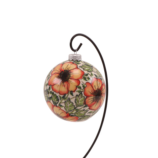 5" Round Ornament . Pattern: Floral Flame