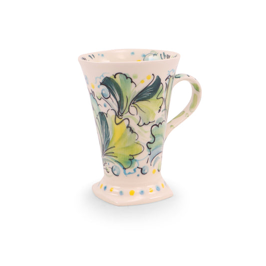 12oz Pedestal Latte Mug. Pattern: Butterfly C