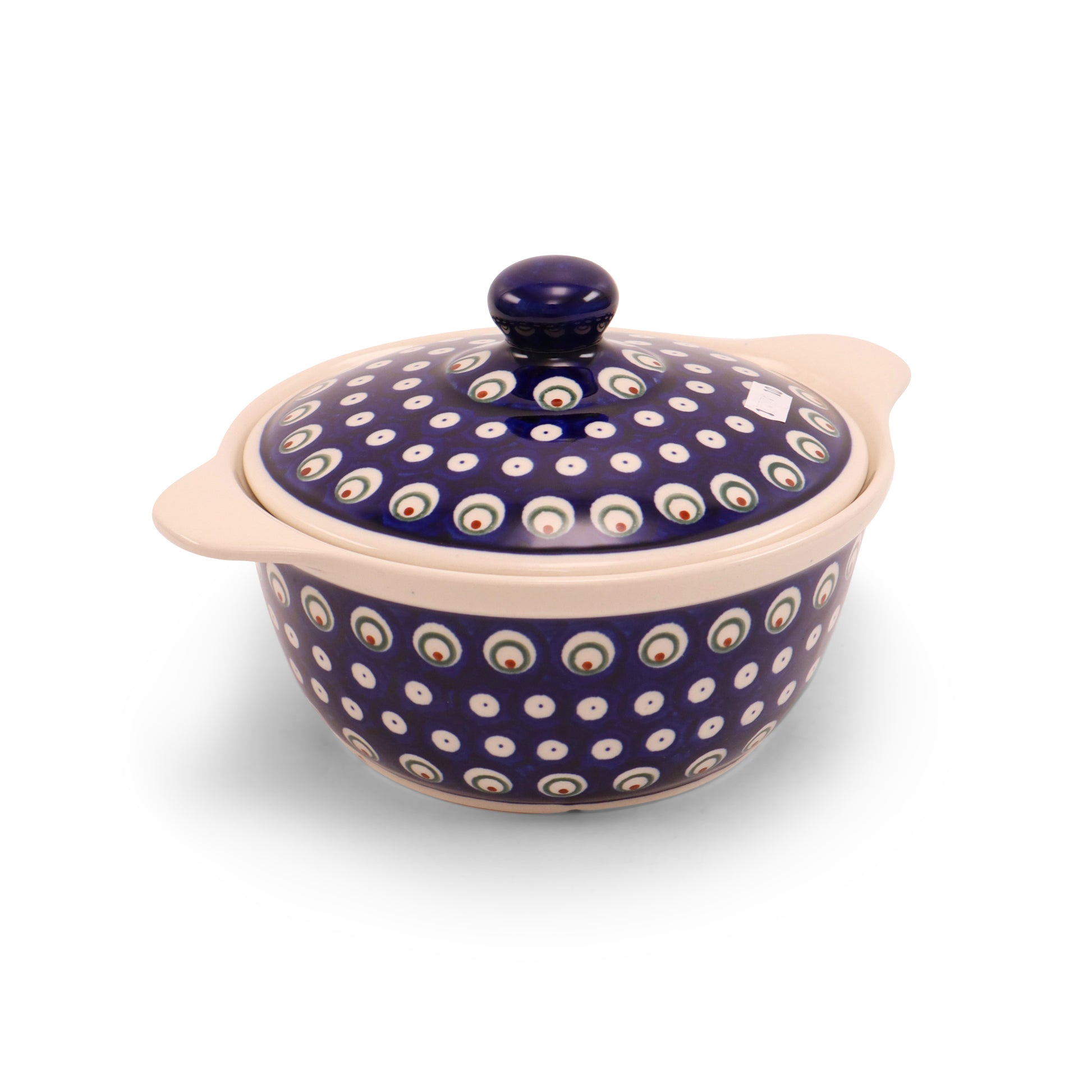 7.5"x3.5" Covered Baker With Handles Medium. Pattern: Private Eyes