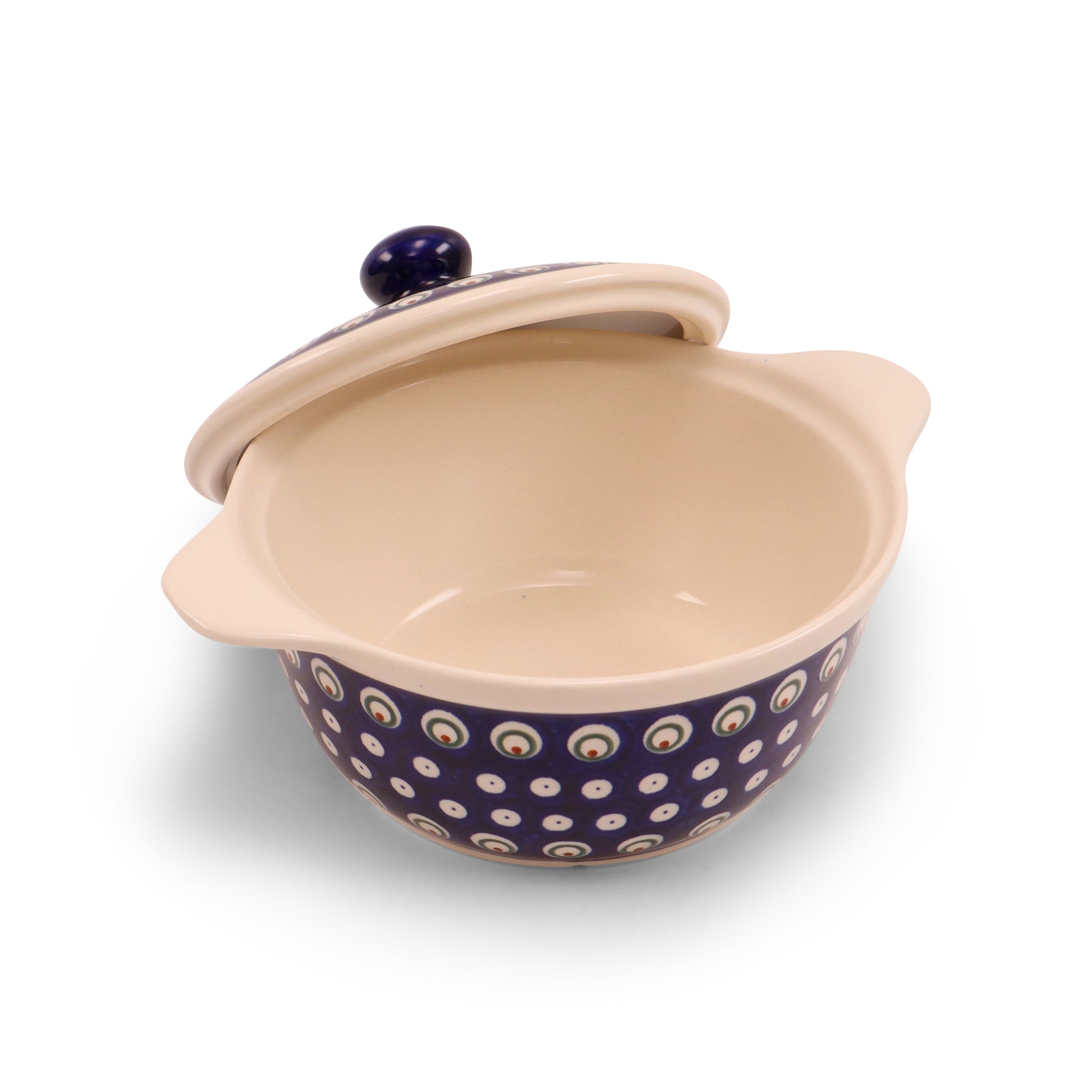 7.5"x3.5" Covered Baker With Handles Medium. Pattern: Private Eyes