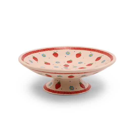 10.5" Shallow Bowl on Pedestal. Pattern: Berry Patch