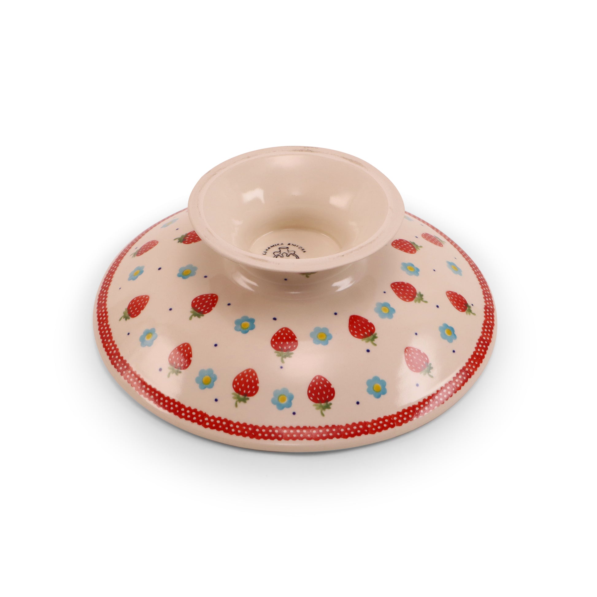 10.5" Shallow Bowl on Pedestal. Pattern: Berry Patch