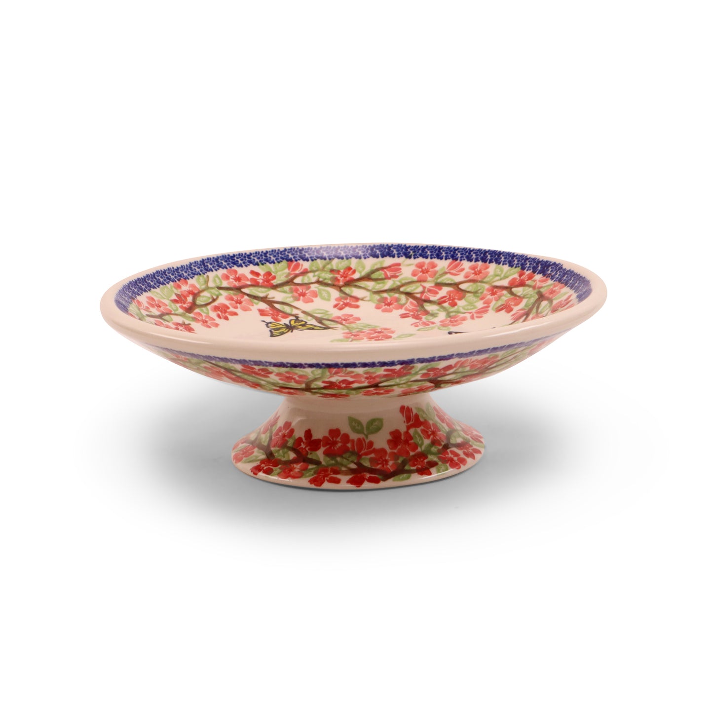 10.5" Shallow Bowl on Pedestal. Pattern: Winged Spring