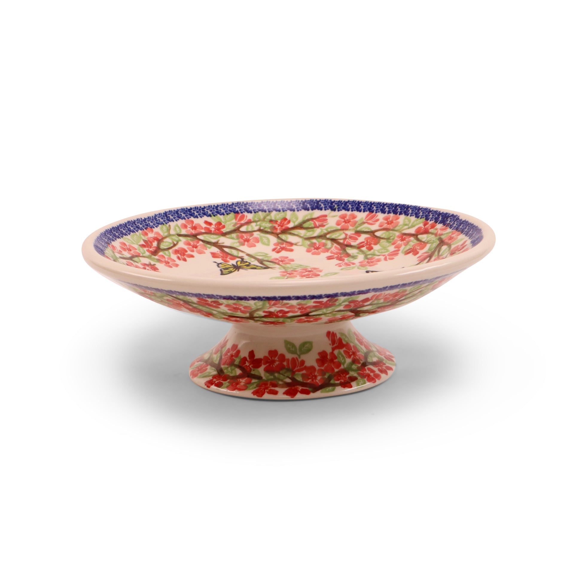 10.5" Shallow Bowl on Pedestal. Pattern: Winged Spring