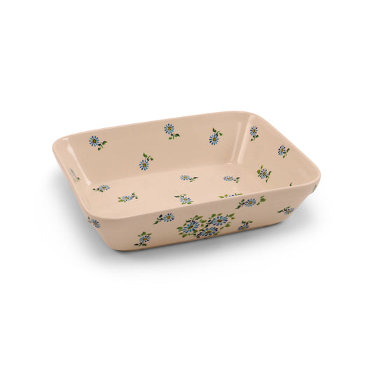 12"x9"x3" Rectangular Conical Baker. Pattern: Morning With Daisy B