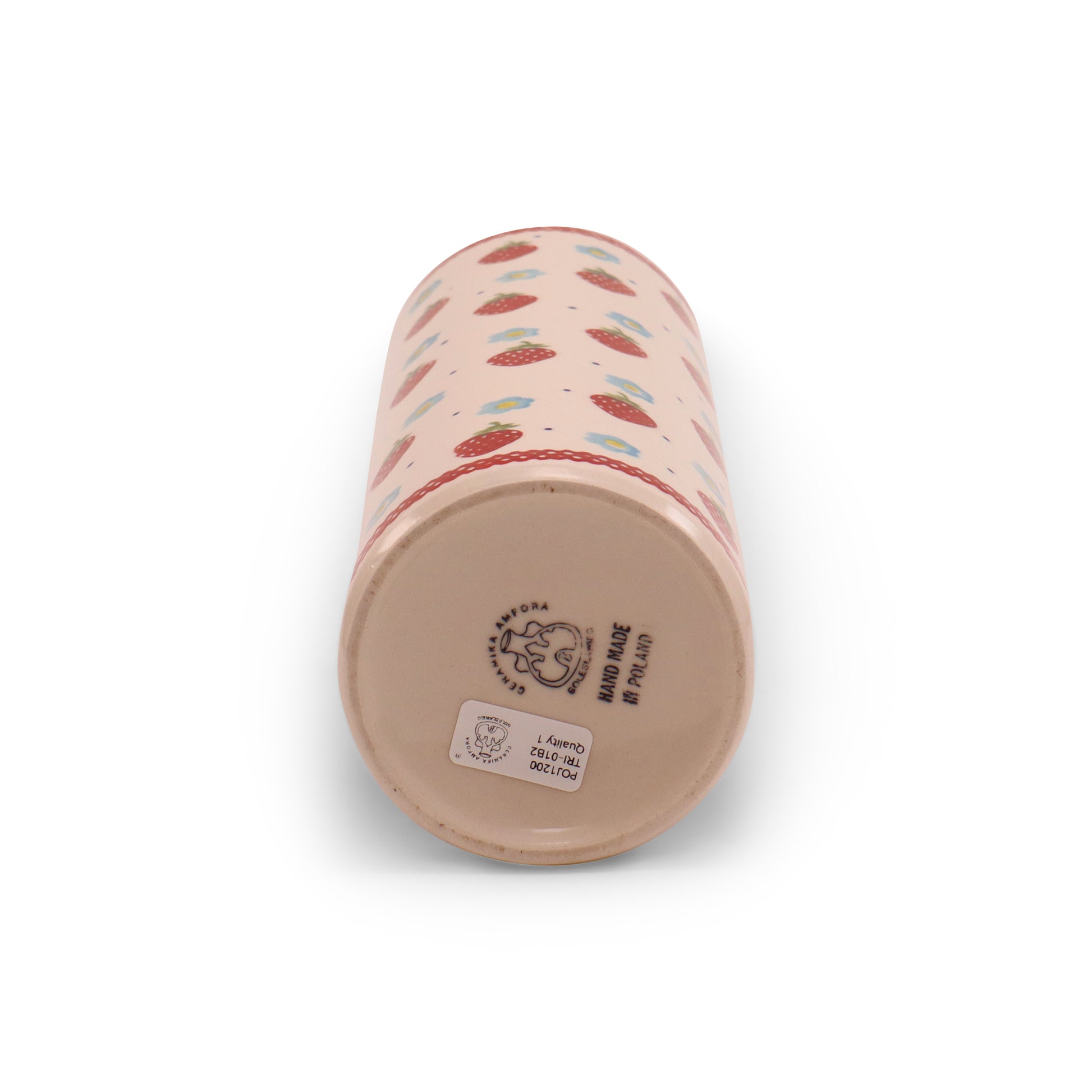 10.5" Spaghetti Container with Lid. Pattern: Berry Patch
