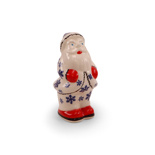 5" Santa figurine. Pattern: Cobalt Snowflake