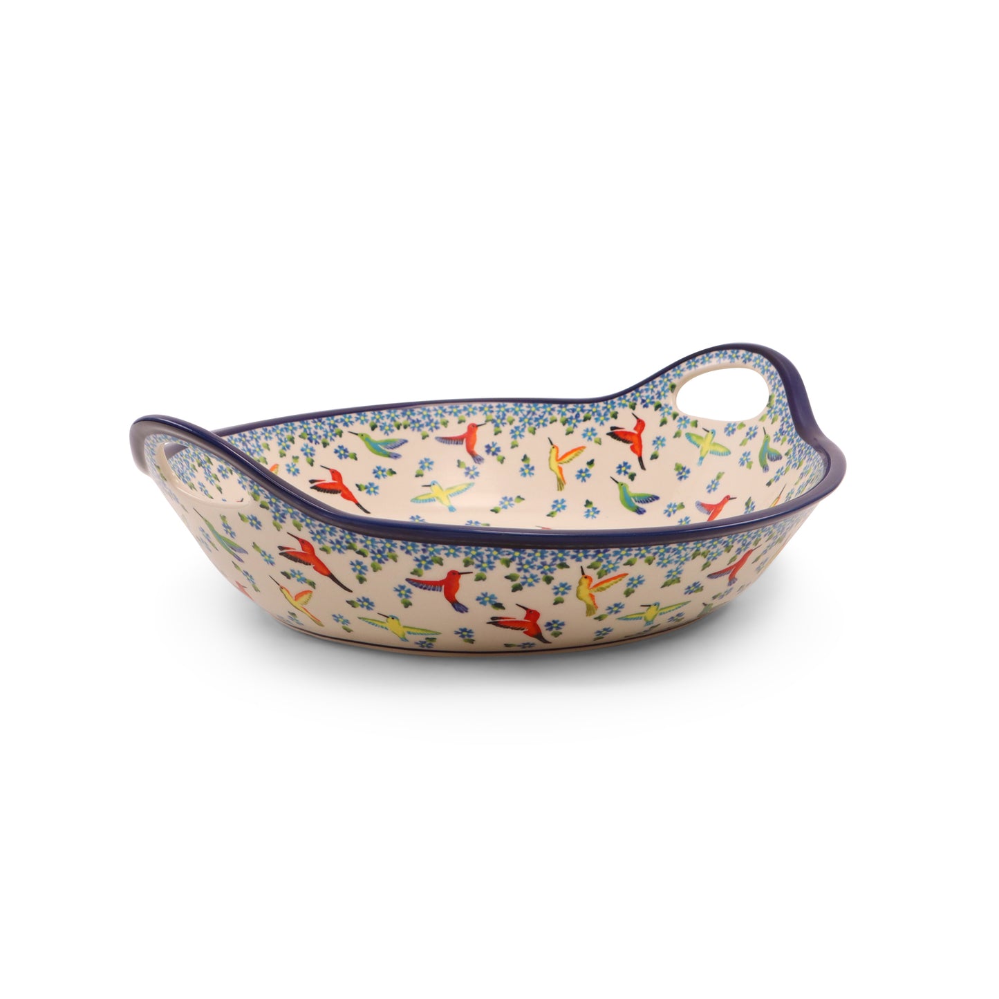 14" Serving Bowl with Handles. Pattern: Fast Flutter