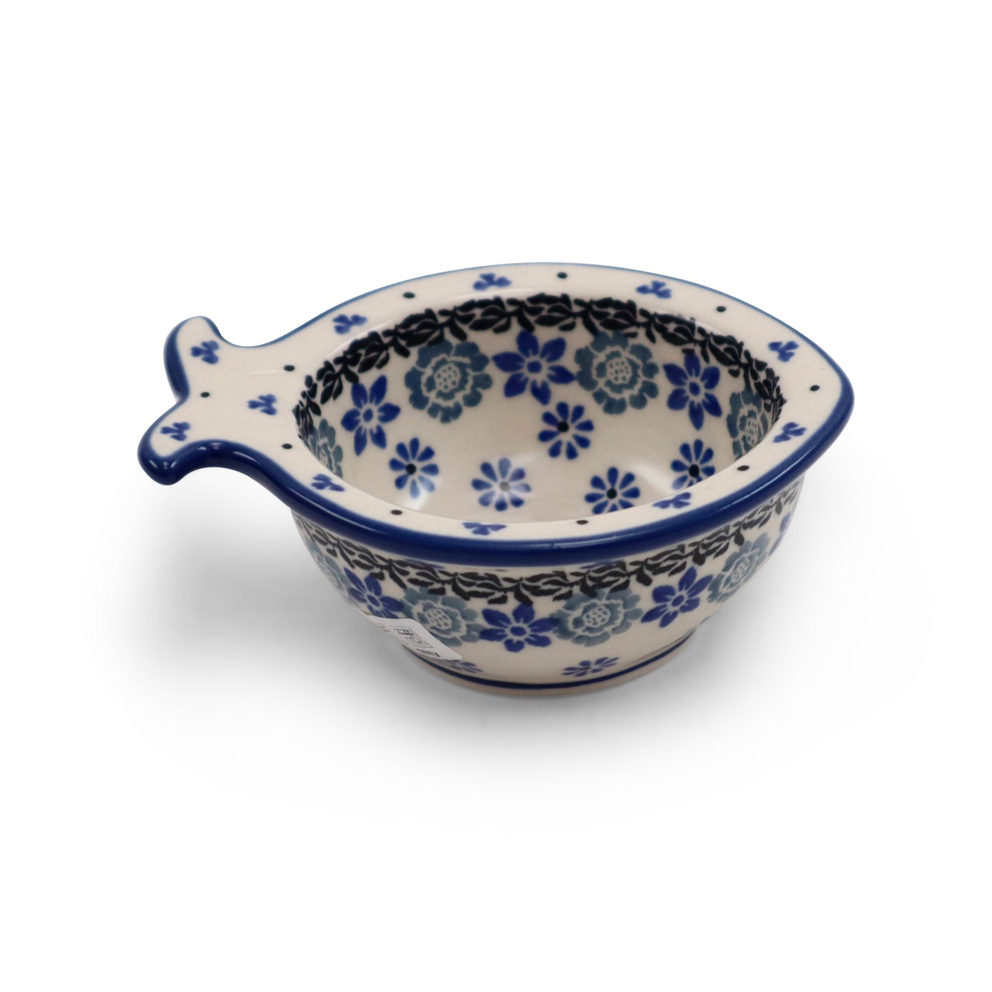 4" x 2" Fish Dipping Bowl. Pattern: Flowering In Blue
