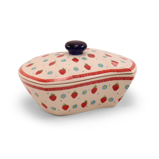 12"x8"x4" Wavy Baker with Lid 2Q. Pattern: Berry Patch