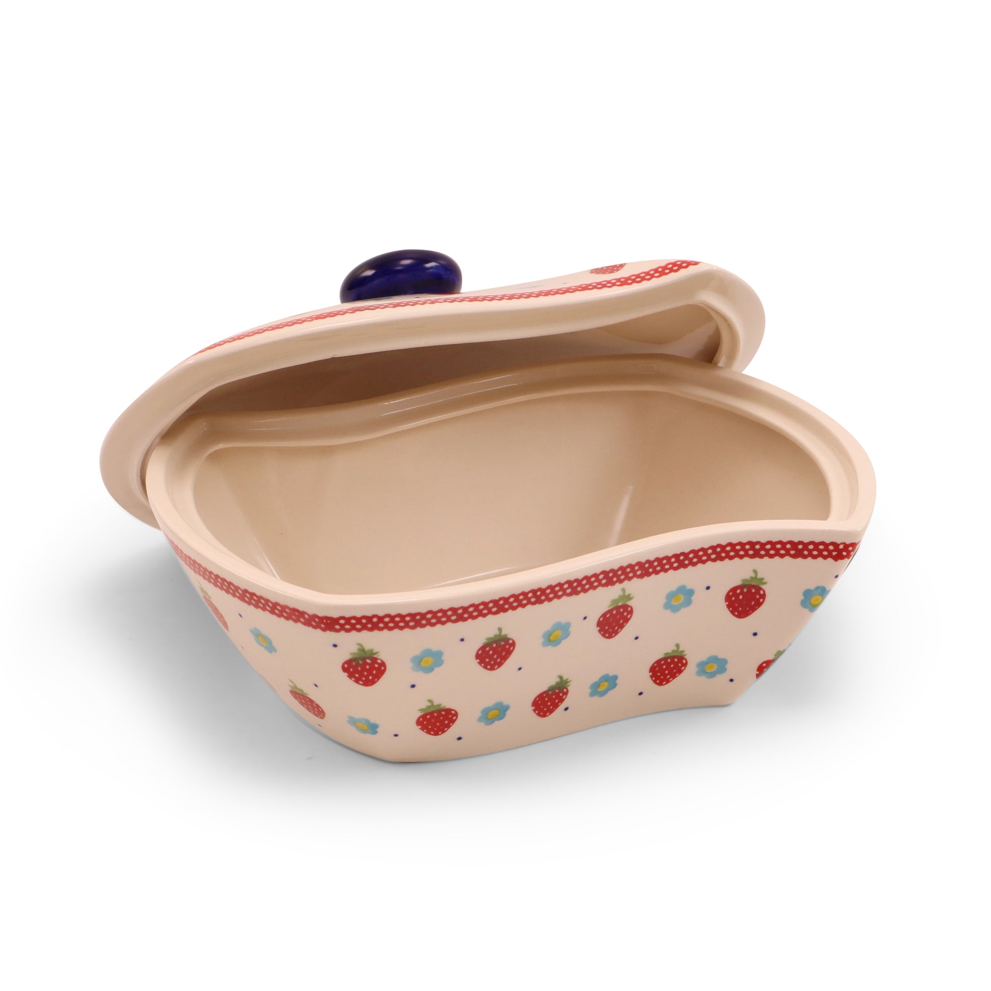 12"x8"x4" Wavy Baker with Lid 2Q. Pattern: Berry Patch