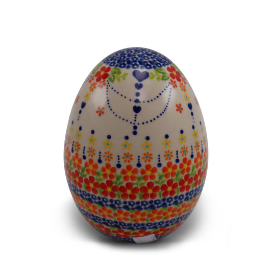 7" Egg Figurine .Pattern: Hearts