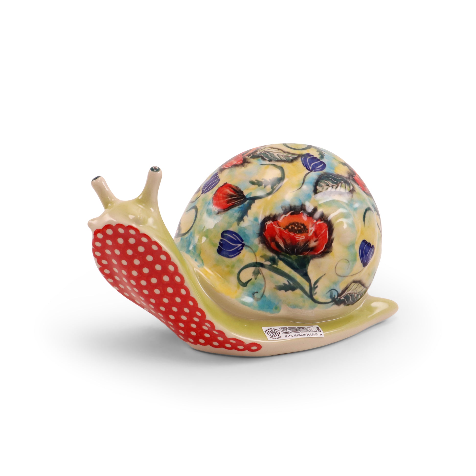 8"x6" Snail LE Figurine. Pattern: Red Poppy