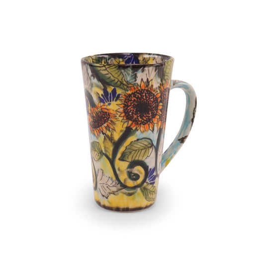 12oz Latte Mug. Pattern: Stunning Sunflower