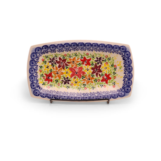 10"x6" Rectangular Plate. Pattern:Splash of Lillies
