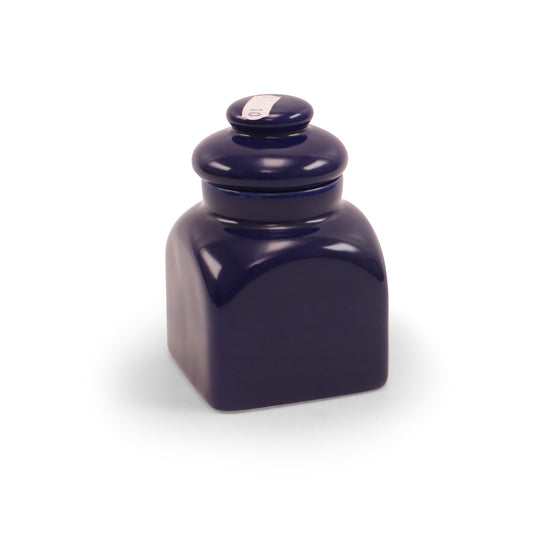 3.5"x3.5"x5 Container With Lid. Pattern: Cobalt