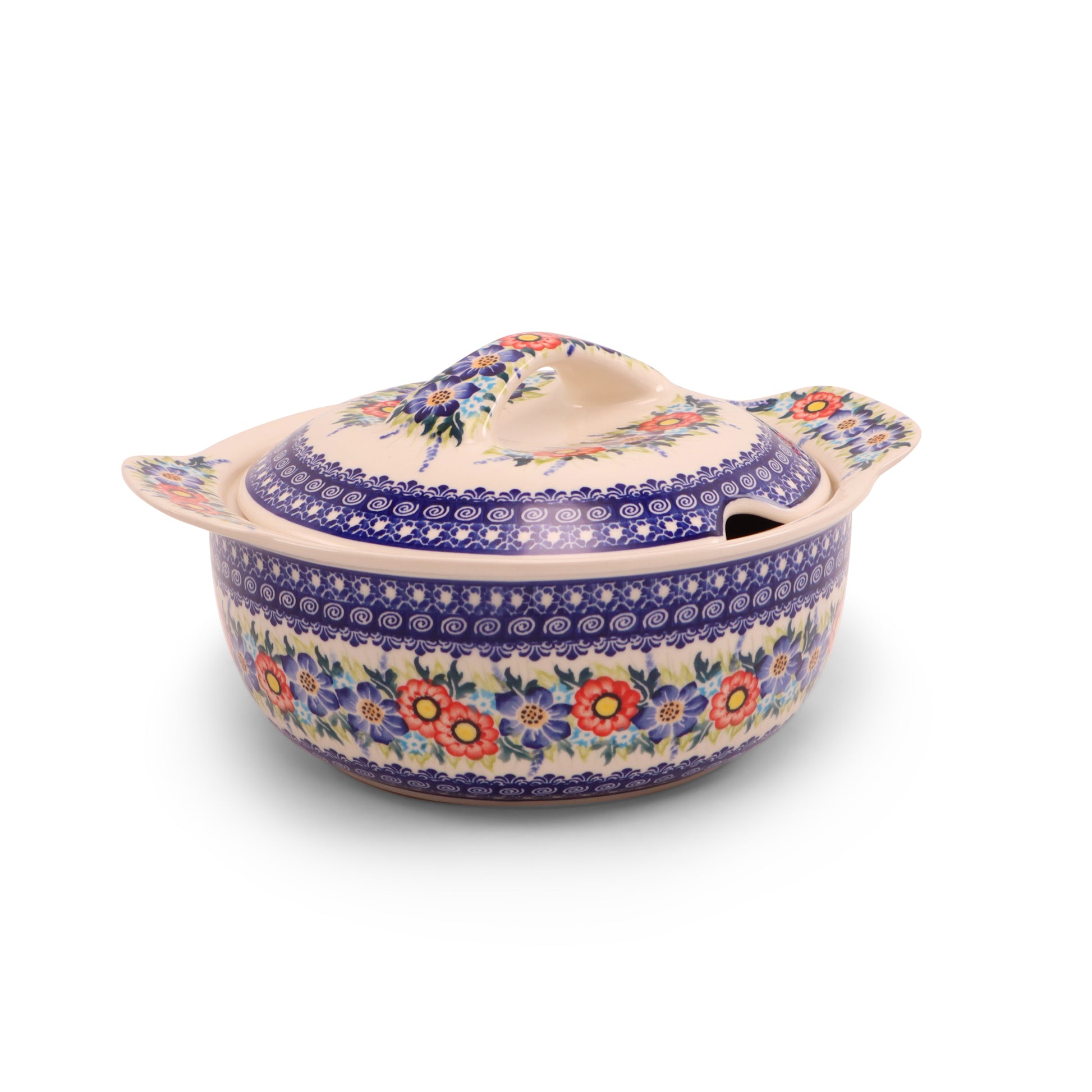 9.5"x4" Tureen with Handles 2Q.Pattern: Summer Wreath